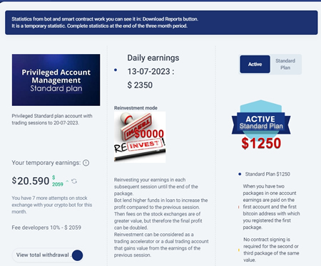 trading session customers dashboard